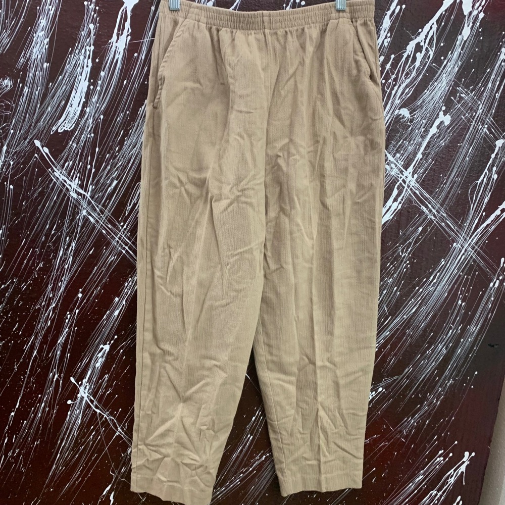 Blair Womens Tan Khaki Textured Elastic Waist Pull On Pants 16PT BL7953037